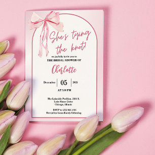 She’s Tying the Knot Arch Simple Bow Bridal Shower Invitation