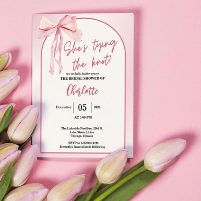 She’s Tying the Knot Arch Simple Bow Bridal Shower Invitation (She’s Tying the Knot Arch Simple Bow Bridal)