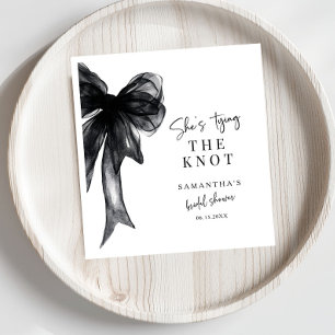 She’s Tying The Knot Black Bow Bridal Shower Napkin