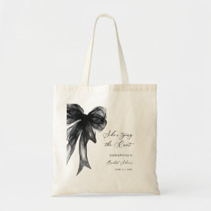 She’s Tying The Knot Black Bow Bridal Shower Tote Bag