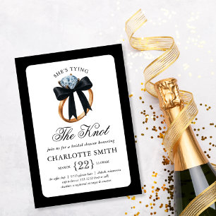 She’s Tying the Knot Black Bow Ring Bridal Shower Invitation
