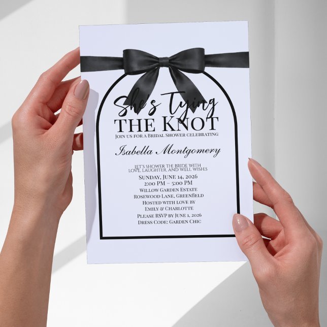 She’s Tying the Knot Black Palette Bow Invitation (She’s Tying the Knot Black Palette Bow Invitations)