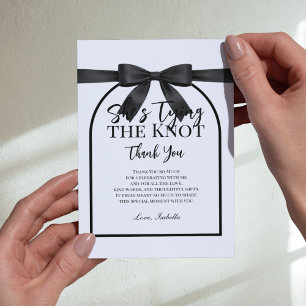 She’s Tying the Knot Black Palette Bow Thank You Card