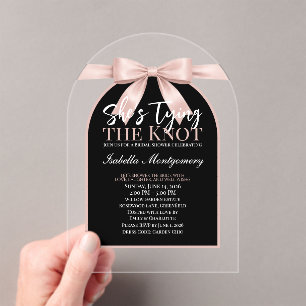 She’s Tying the Knot Blush Pink Palette Bow Acrylic Invitations