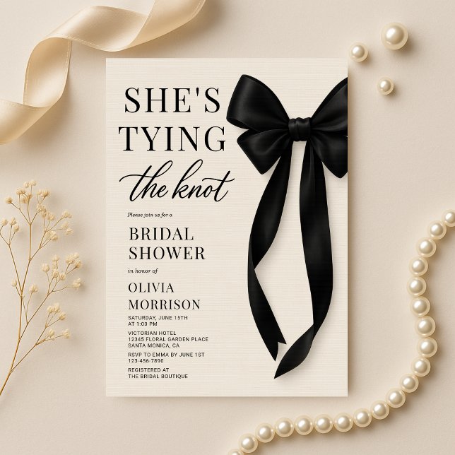 She’s Tying The Knot Bow Bridal Shower Invitation (Creator Uploaded)