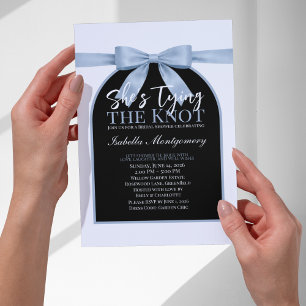 She’s Tying the Knot Light Blue Palette Bow Invitation