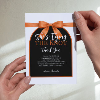 She’s Tying the Knot Orange Palette Bow Thank You Card