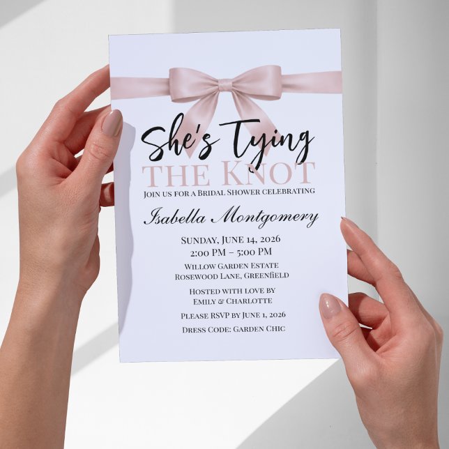 She’s Tying the Knot Theme Blush Pink Bow Invitation (She’s Tying the Knot Theme Blush Pink Bow Invitation
)