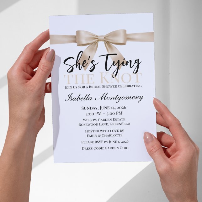 She’s Tying the Knot Theme Champagne Bow Invitation (She’s Tying the Knot Theme Champagne Bow Invitation
)