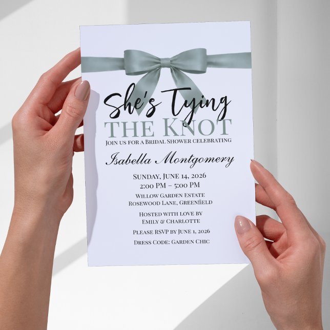 She’s Tying the Knot Theme Eucalyptus Green Bow Invitation (She’s Tying the Knot Theme Eucalyptus Green Bow Invitation
)