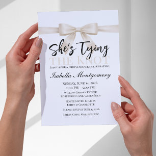 She’s Tying the Knot Theme Ivory Bow Invitation
