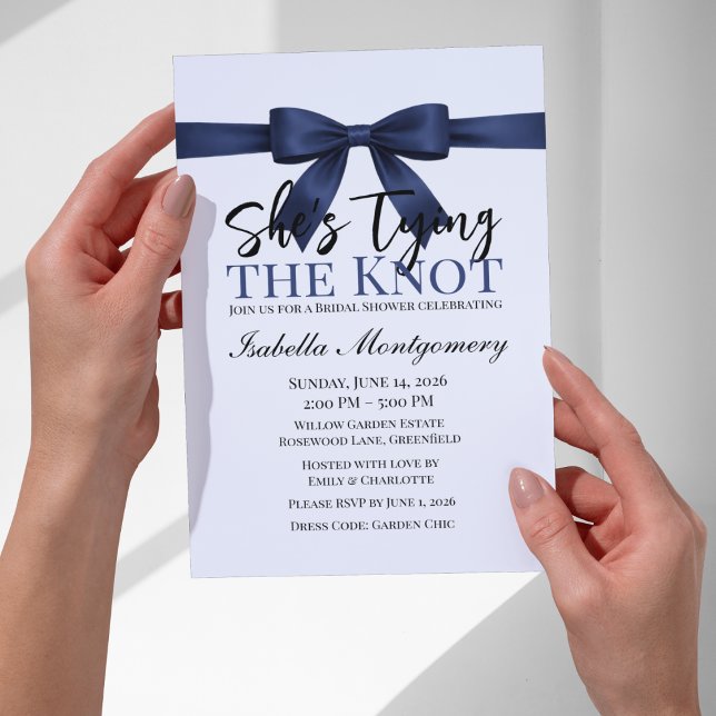 She’s Tying the Knot Theme Navy Blue Bow Invitation (She’s Tying the Knot Theme Navy Blue Bow Invitation
)