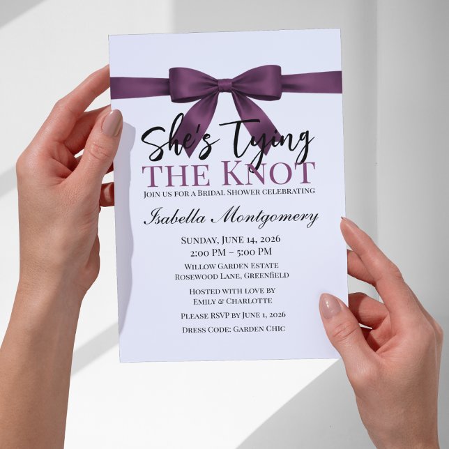 She’s Tying the Knot Theme Plum Bow Invitation (She’s Tying the Knot Theme Plum Bow Invitation
)