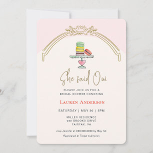 She said Oui Cute Macaroon Parisian Invitation