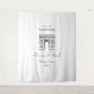 She Said Oui Paris, Arc de Triomphe, Welcome Sign Tapestry