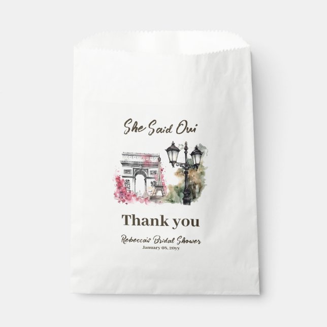 She Said Oui Paris Bridal Shower Parisian Brunch Favour Bag (Front)