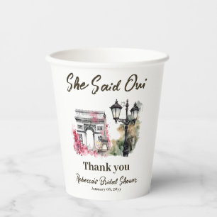 She Said Oui Paris Bridal Shower Parisian Brunch Paper Cups