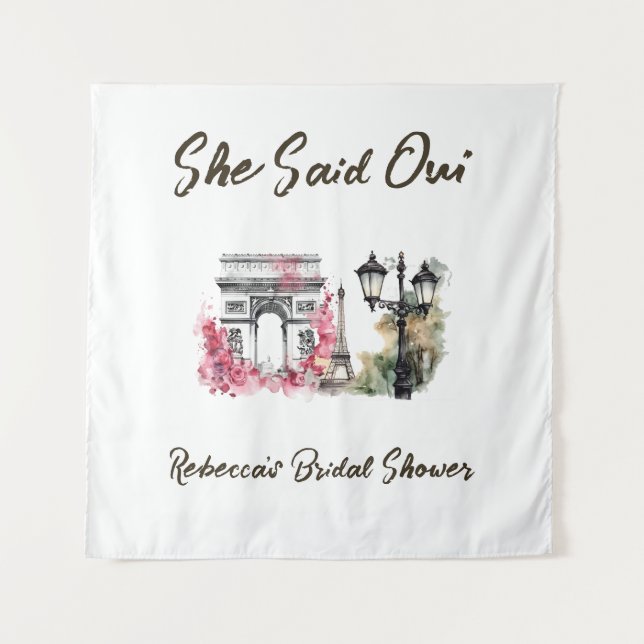 She Said Oui Paris Bridal Shower Parisian Brunch Tapestry (Front)