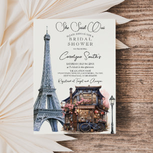 She Said Oui Parisian French Bridal Shower Invitation