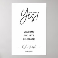 She said Yes banner white Engaged welcome Poster