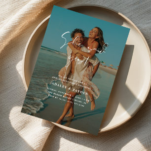 She Said Yes Beach Photo Wedding Engagement Party Invitation