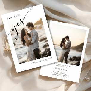 She Said Yes Beach Themed Photo Engagement Party  Invitation