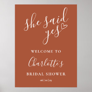 She Said Yes Bridal Shower Terracotta Welcome Sign