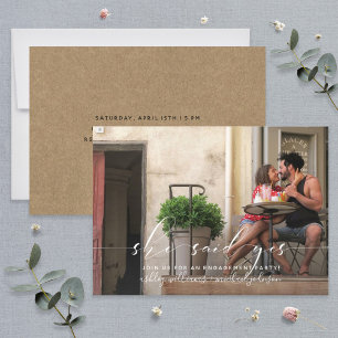 She Said Yes Calligraphy Engagement Party Invite