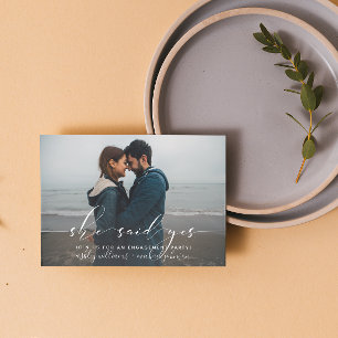 She Said Yes Calligraphy Engagement Party Invite Postcard