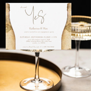 She Said Yes Champagne Engagement Party  Invitation