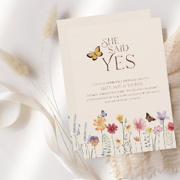 She Said Yes Colourful Wildflower Engagement Party Invitation