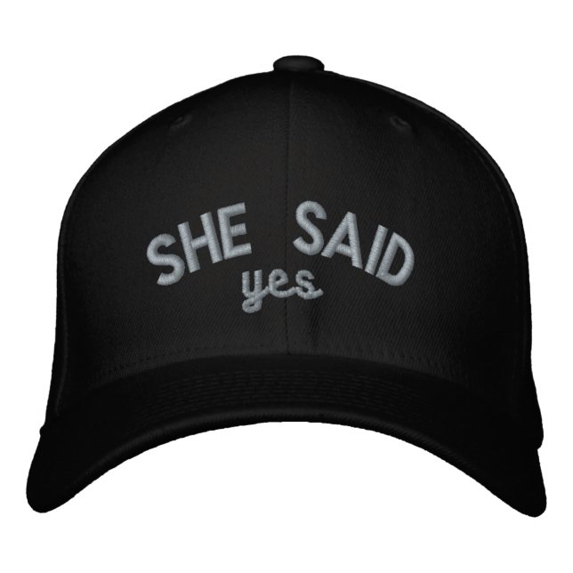 She Said Yes, Custom Embroidered Gift Embroidered  Embroidered Hat (Front)