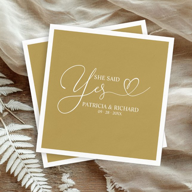 She Said Yes Cute Engagement Party Napkins (Creator Uploaded)