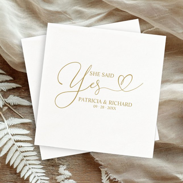 She Said Yes Cute Engagement Party Napkins (Creator Uploaded)