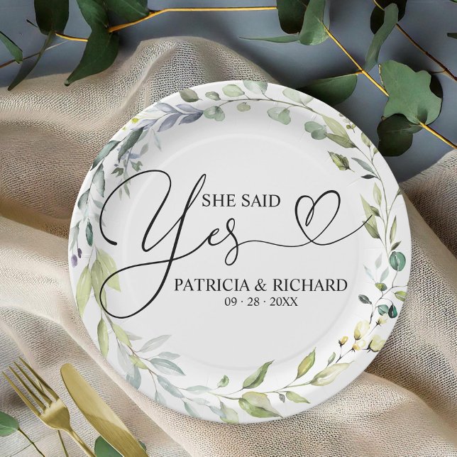 She Said Yes Cute Engagement Party Paper Plate (Creator Uploaded)