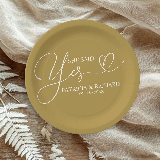 She Said Yes Cute Engagement Party Paper Plate (Creator Uploaded)