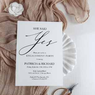 She Said Yes Elegant Engagement Party Invitation