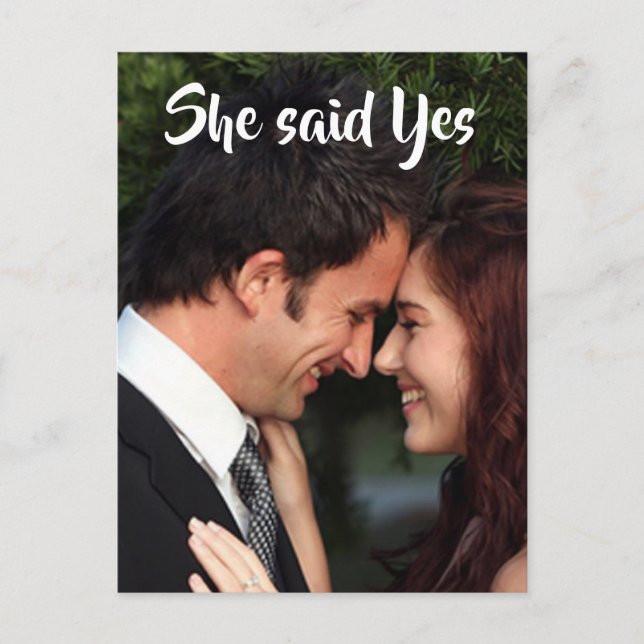 She said Yes Elegant Photo Save the Date Announcement Postcard (Front)