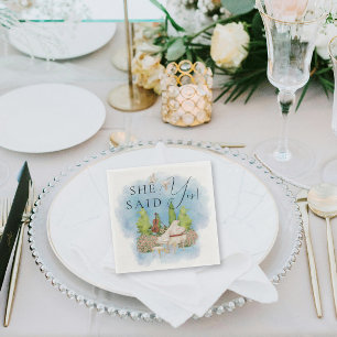 She Said Yes! Elegant Piano Violin doves flowers Napkin