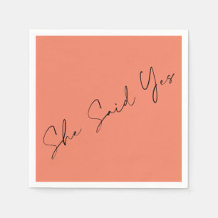 She Said Yes, Elegant Typography Coloured Backgrou Napkin