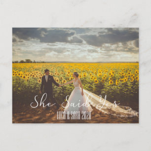 She Said Yes, Elegant Typography Holiday Postcard