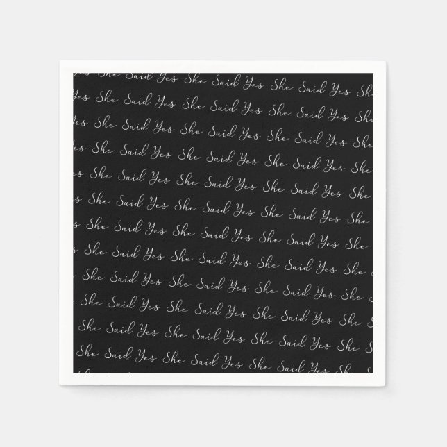 She Said Yes, Elegant Typography Napkin (Front)