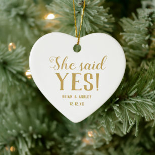 She said Yes! Engaged Photo Gold Ceramic Ornament