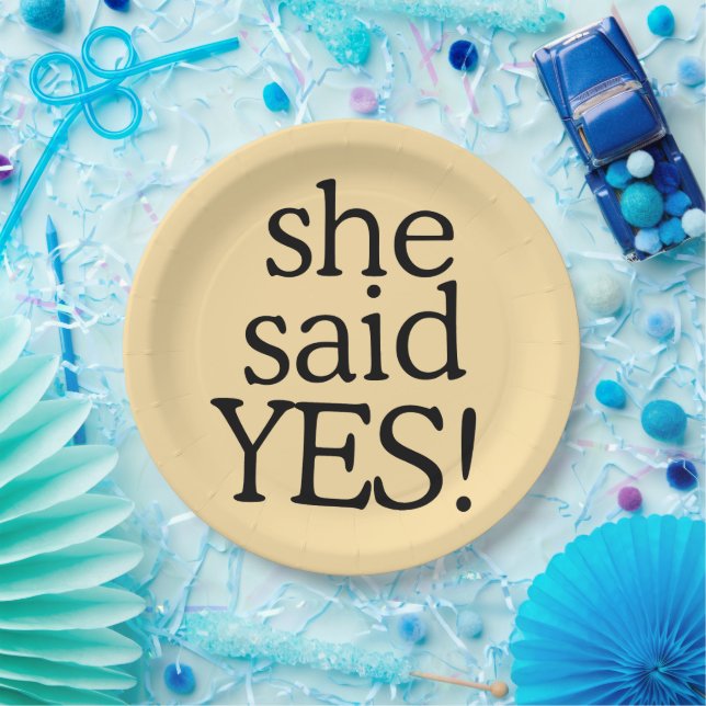 She Said Yes!!!!! | Engagement Celebration Design Paper Plate (Party)