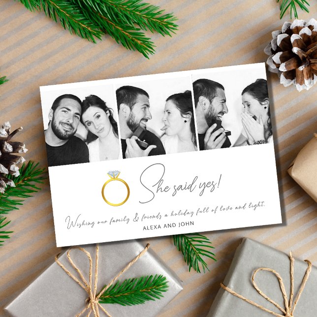 She Said Yes Engagement Christmas Card (She Said Yes Engagement Christmas Card)