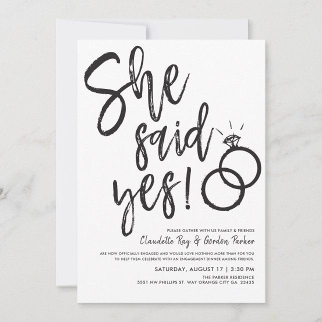 She Said Yes! | Engagement Dinner with Friends Invitation (Front)