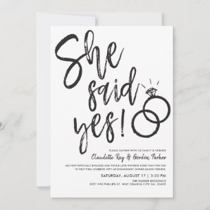 She Said Yes!   Engagement Dinner with Friends Invitation