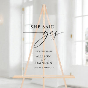 She Said Yes Engagement Party Acrylic Sign