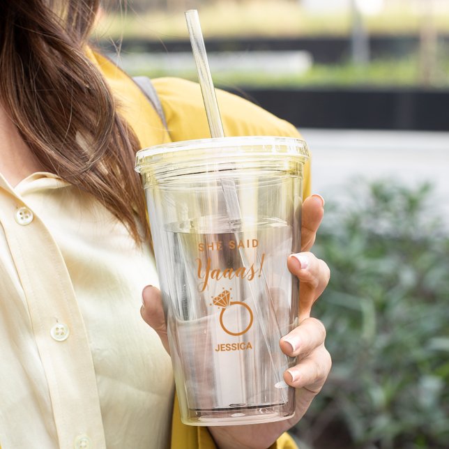 She said Yes Engagement Party Cute Acrylic Tumbler (Creator Uploaded)