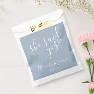 She Said Yes Engagement Party Dusty Blue Favour Bag